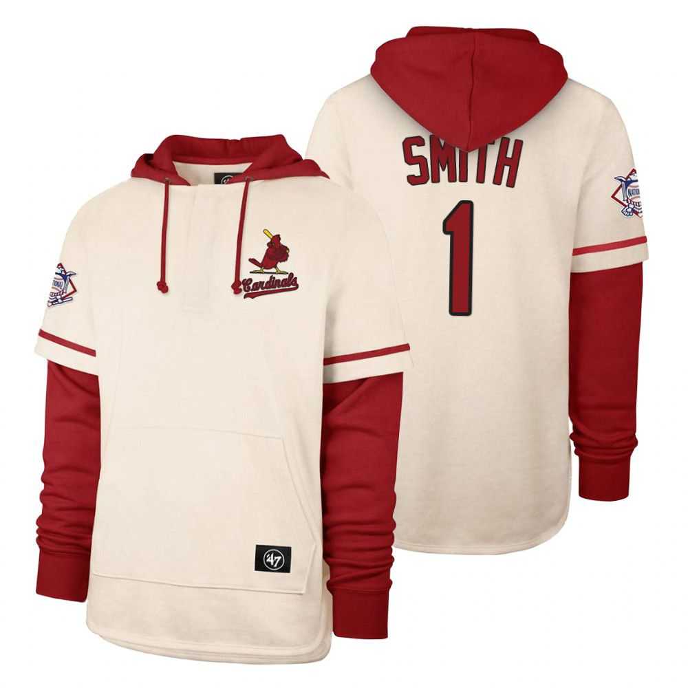 Men St.Louis Cardinals 1 Smith Cream 2021 Pullover Hoodie MLB Jersey